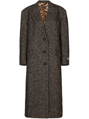 Dolce & Gabbana chevron single-breasted long coat - Black