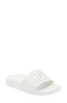 Dolce & Gabbana Ciabatta Cutout Logo Slide Sandal in 8000 White