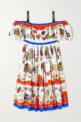 Dolce & Gabbana - Cold-shoulder Gathered Printed Cotton-poplin Dress - IT36