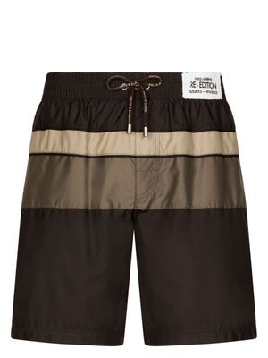 Dolce & Gabbana colour-block swim shorts - Brown