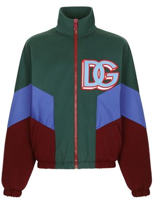 Dolce & Gabbana colour-block zipped hoodie - Green