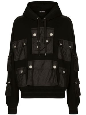 Dolce & Gabbana contrast-panel hooded jacket - Black