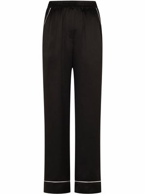 Dolce & Gabbana contrast-trim satin pajama bottoms - Black