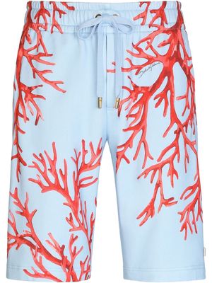 Dolce & Gabbana coral-print cotton Bermuda shorts - Blue