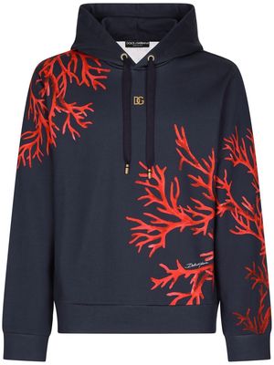 Dolce & Gabbana coral-print pullover hoodie - Blue
