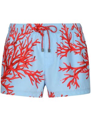Dolce & Gabbana coral-print swim shorts - Blue