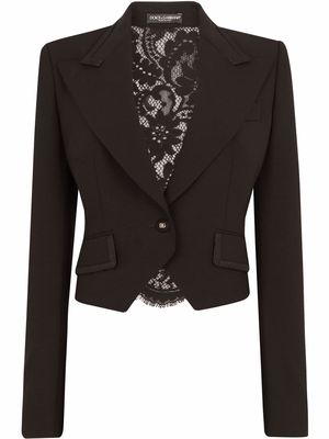 Dolce & Gabbana cordonetto-lace cropped blazer - Black