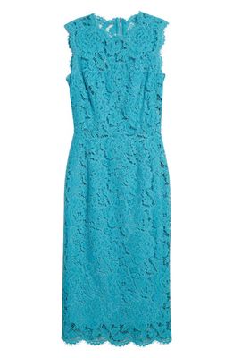 Dolce & Gabbana Cordonetto Lace Sheath Dress in B4469Turchese