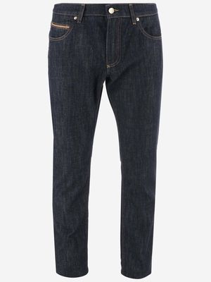 Dolce & Gabbana Cotton Denim Jeans With Dg Plaque