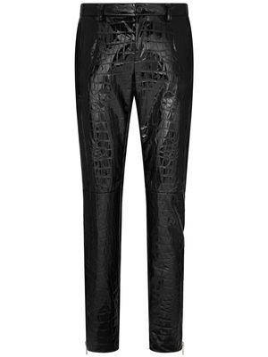 Dolce & Gabbana croc-embossed slim-cut trousers - Black