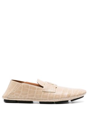 Dolce & Gabbana crocodile-effect leather loafers - Neutrals