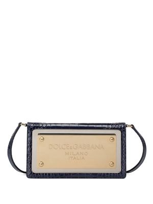 Dolce & Gabbana crocodile-effect logo plaque phone bag - Blue