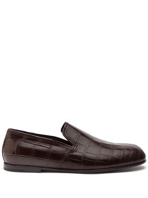 Dolce & Gabbana crocodile-embossed leather loafers - Brown