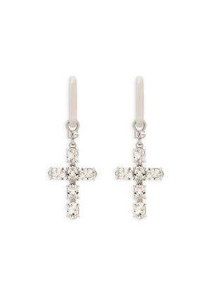 Dolce & Gabbana cross-charm hoop earrings - Silver