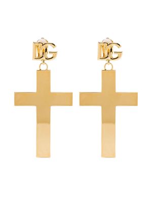 Dolce & Gabbana cross drop earings - Gold