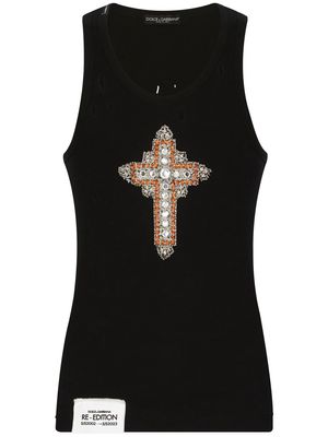 Dolce & Gabbana cross-motif ribbed tank top - Black