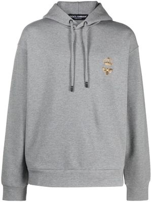 Dolce & Gabbana Crown Bee-embroidered hoodie - Grey