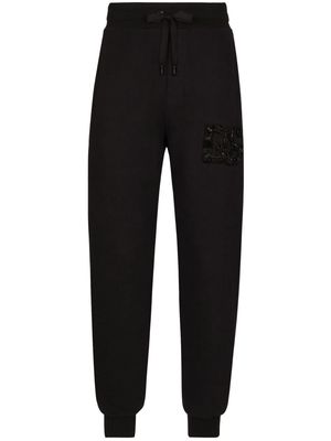 Dolce & Gabbana crystal-embellished cotton track pants - Black