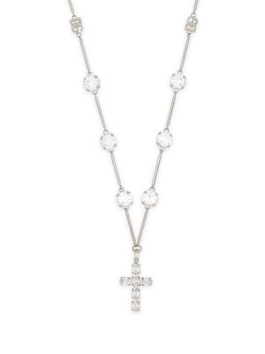 Dolce & Gabbana crystal-embellished cross-pendant necklace - Silver