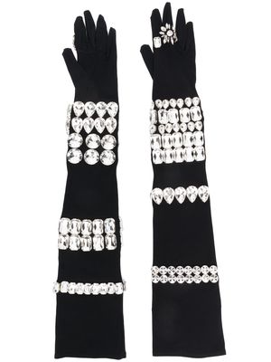 Dolce & Gabbana crystal-embellished long gloves - Black