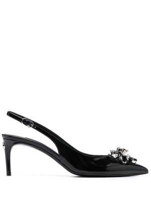 Dolce & Gabbana crystal-embellished slingback pumps - Black