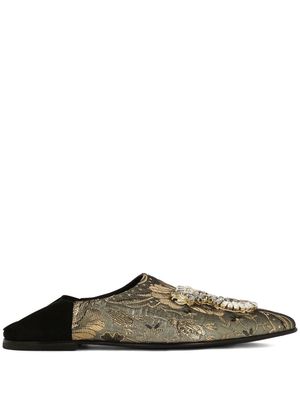 Dolce & Gabbana crystal-embellished slippers - Gold