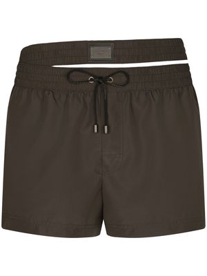Dolce & Gabbana cut-out detail swim shorts - Brown
