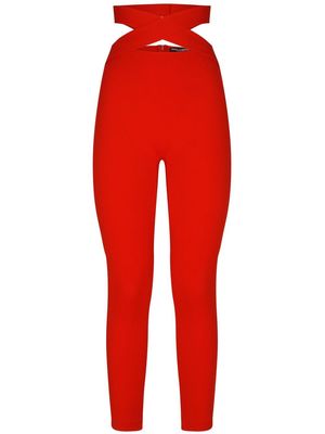 Dolce & Gabbana cut-out high-waisted leggings - Red