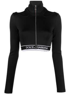 Dolce & Gabbana cut-out zipped cropped top - Black