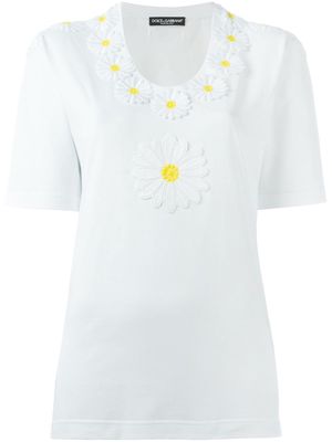Dolce & Gabbana daisy appliqué T-shirt - White