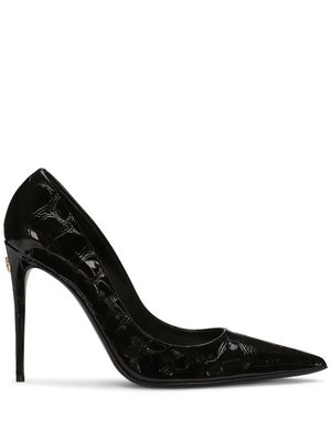 Dolce & Gabbana Décolleté 105mm crocodile-embossed pumps - Black