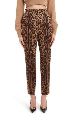 Dolce & Gabbana Dégradé Leopard Print Stretch Wool Ankle Pants in Light Brown Print