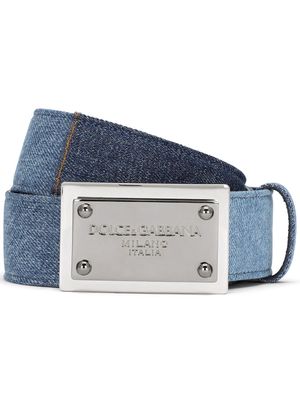 Dolce & Gabbana denim-patchwork belt - Blue