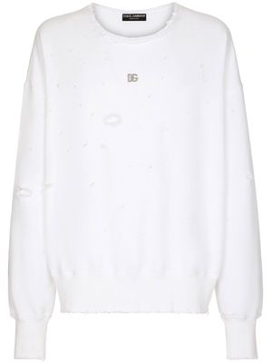 Dolce & Gabbana destroyed oversize sweatshirt - White