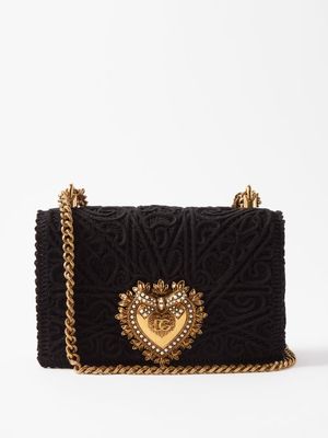 Dolce & Gabbana - Devotion Embroidered-lace Shoulder Bag - Womens - Black