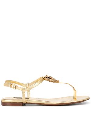 Dolce & Gabbana Devotion leather thong sandals - Gold