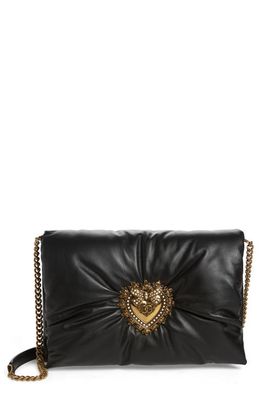Dolce & Gabbana Devotion Logo Heart Puffy Leather Crossbody Bag in Nero