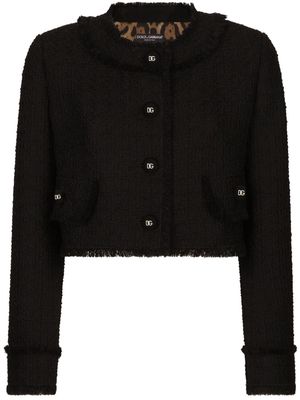 Dolce & Gabbana DG-buttons cropped tweed jacket - Black