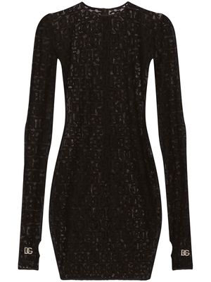 Dolce & Gabbana DG-embroidered minidress - Black