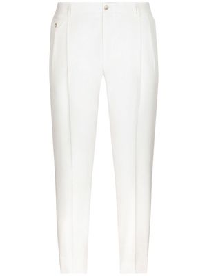 Dolce & Gabbana DG-embroidered silk trousers - White