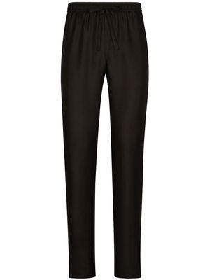 Dolce & Gabbana DG Essentials logo-patch silk trousers - Black