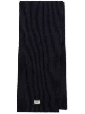 Dolce & Gabbana DG Essentials logo-plaque knitted scarf - Black