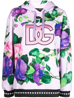 Dolce & Gabbana DG floral print hoodie - Purple