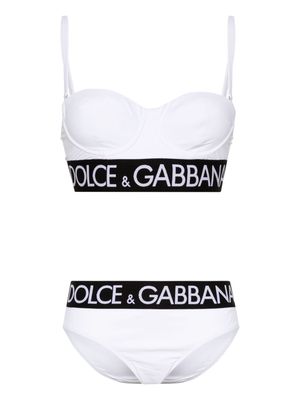 Dolce & Gabbana DG logo-band bikini set - White