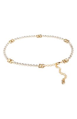 Dolce & Gabbana DG Logo Crystal Chain Belt in Gold