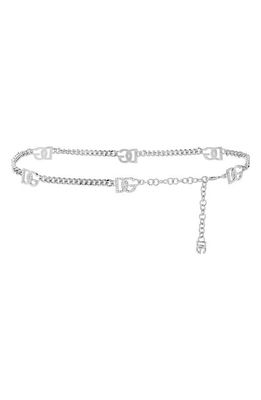 Dolce & Gabbana DG Logo Crystal Chain Belt in Silver