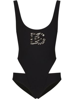 Dolce & Gabbana DG-logo cut-out swimsuit - Black