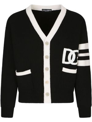 Dolce & Gabbana DG-logo fisherman's-knit cardigan - Black