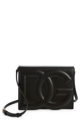 Dolce & Gabbana DG Logo Flap Leather Crossbody Bag in Black
