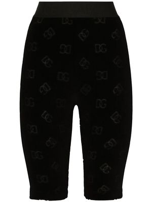 Dolce & Gabbana DG-logo flocked cycling shorts - Black